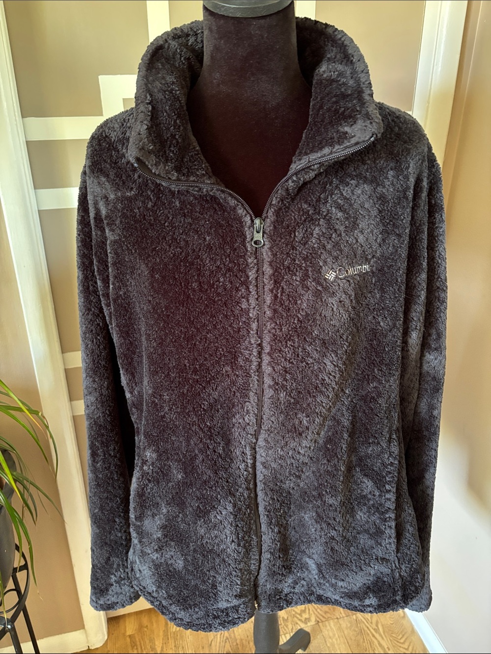 Columbia Women’s Beech Forest Plush Full-Zip Teddy Jacket Black Sz XL EXC COND
